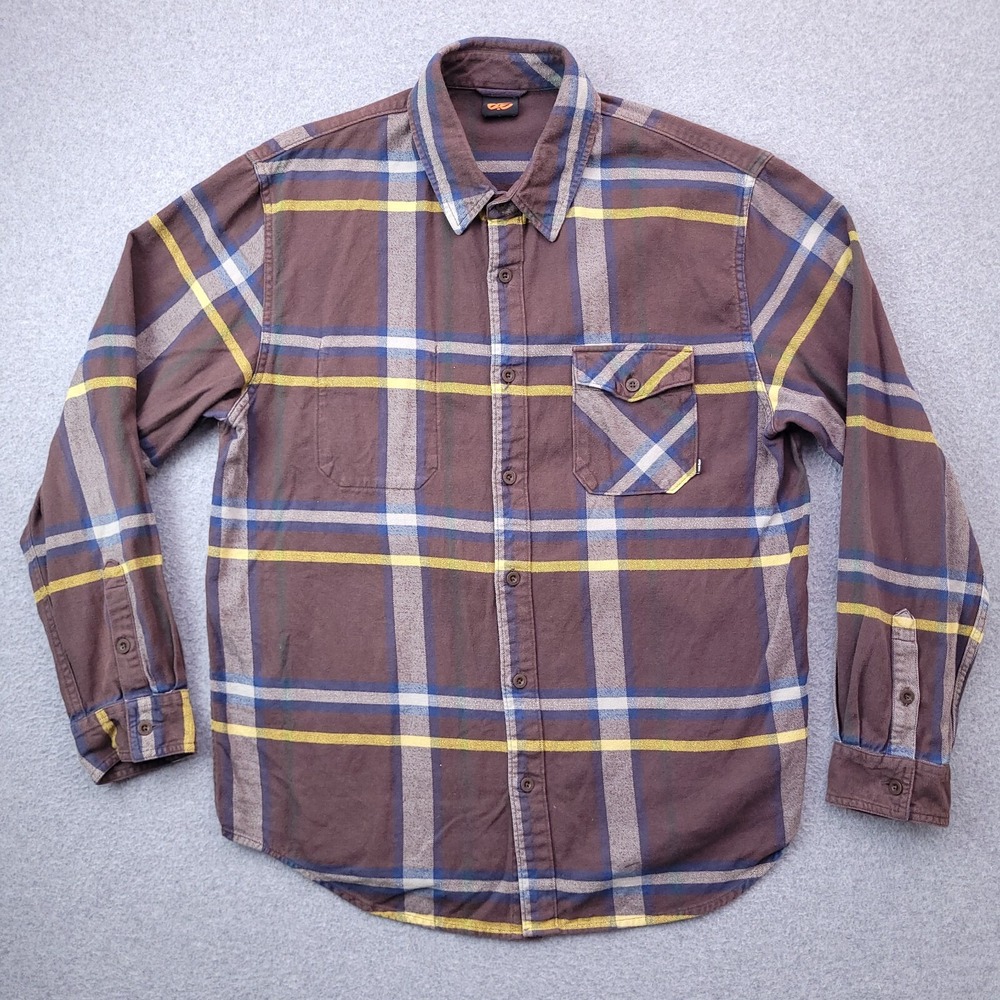 Nike SB 6.0 Shirt Mens Large Flannel Skate Board Brown Plaid Button Up
